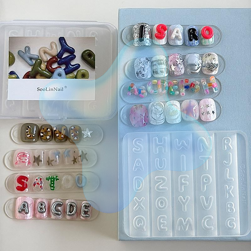 Resin Art Templates Free - Silicone Alphabet Nail Art Mold Non