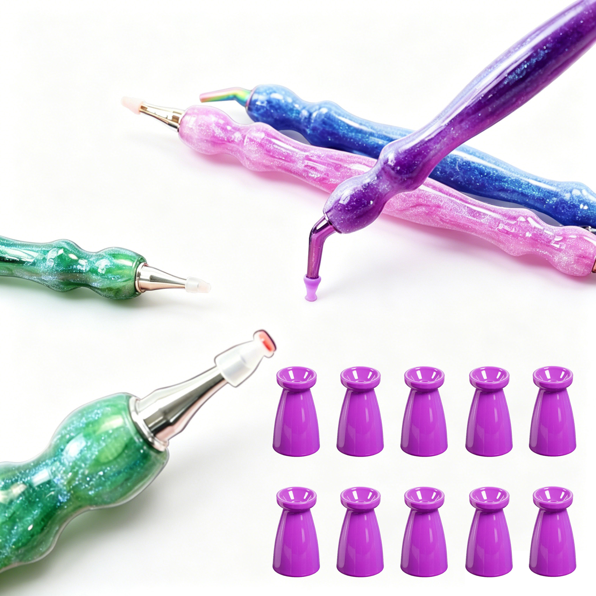 Resin Art Tools - 10Pcs Silicone Diamond Painting Pen Tips,