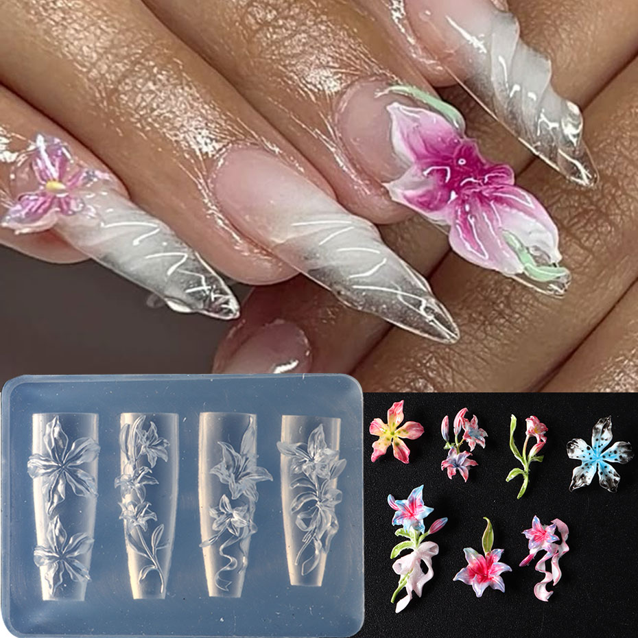 Resin Art Templates Free - 1pcs 3D Elegant Lily Nail Charms