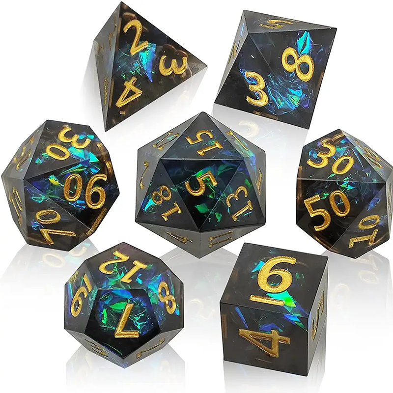 Resin Art Table - 7PCS resin sharp polyhedral dice set