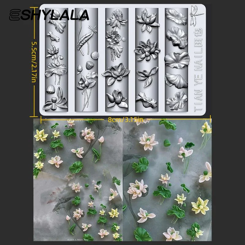 Resin Art Templates Free - Flowers Series 3D Curved Nail Mold