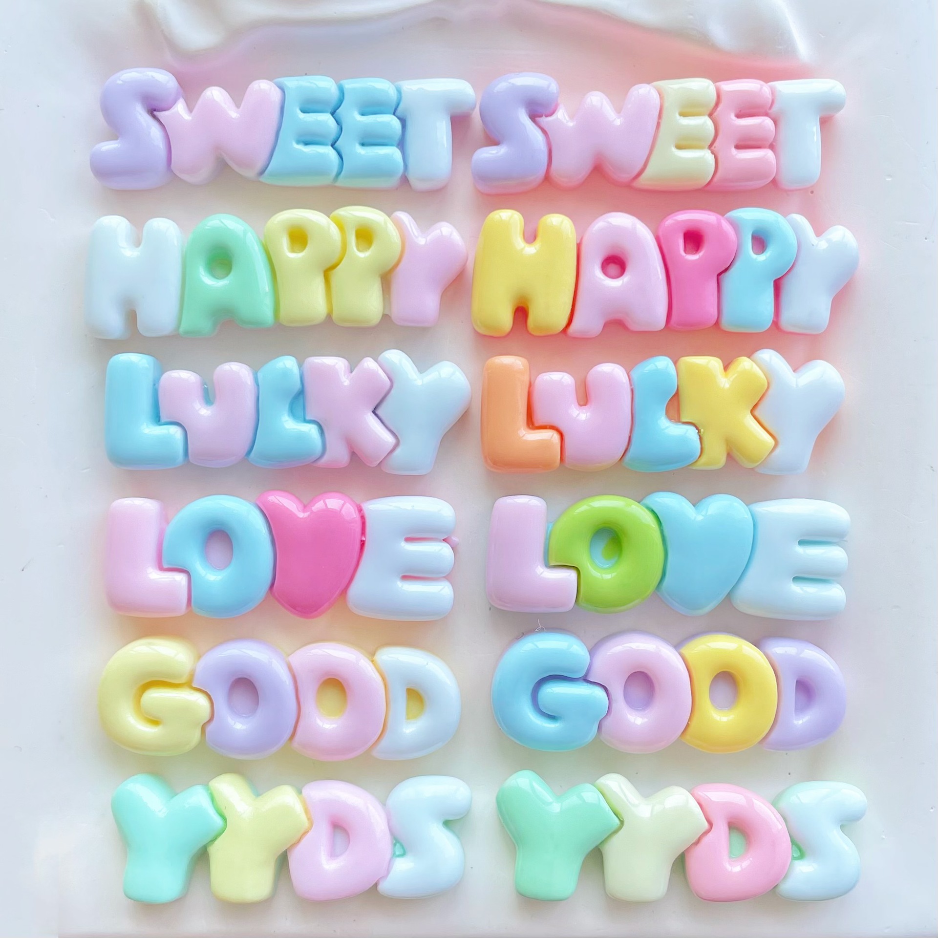 Resin Art Letter Keychain - 10-30Pcs Color Letter Planar Resin Patch