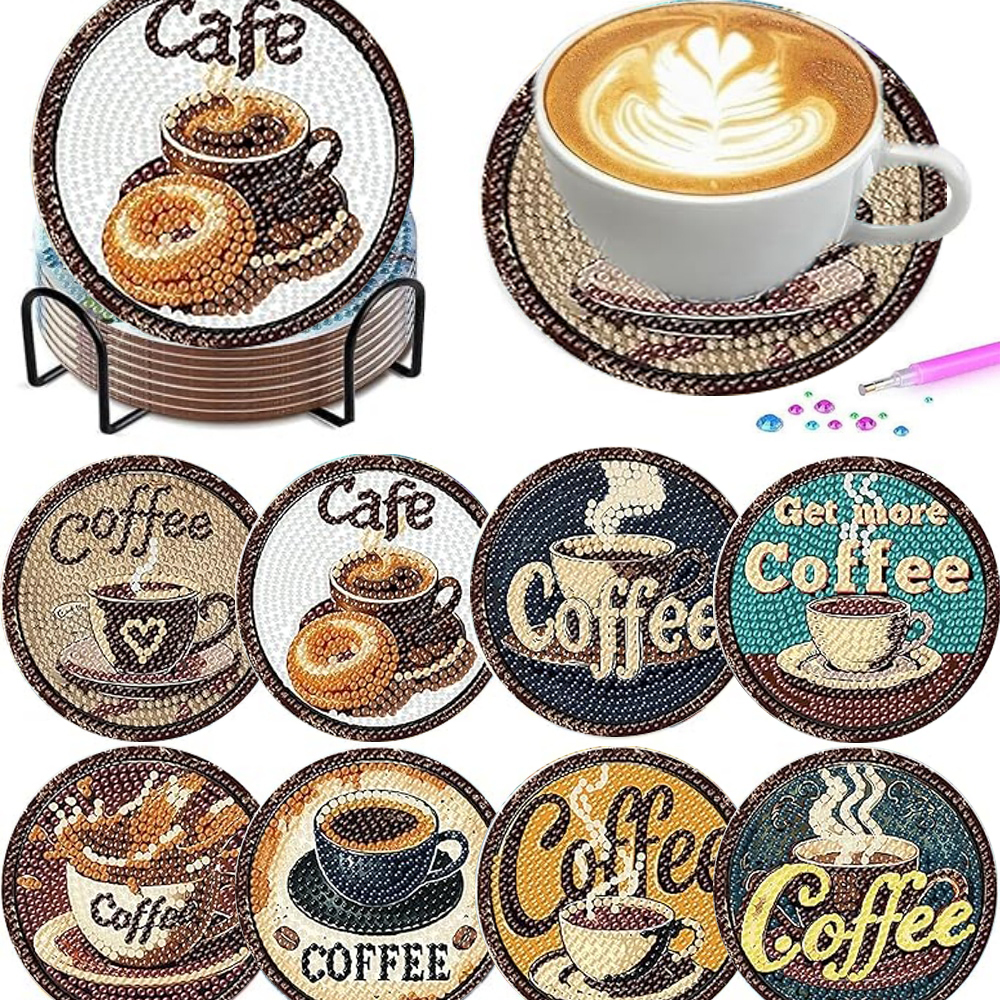 Resin Art Kit - 8 pieces/set of diamond painted coaster