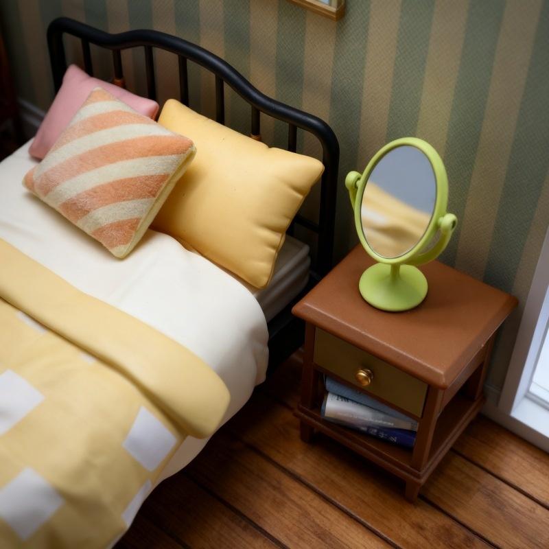 Resin Art Furniture - 1Pcs Miniature Retro Mirror Dressing Table