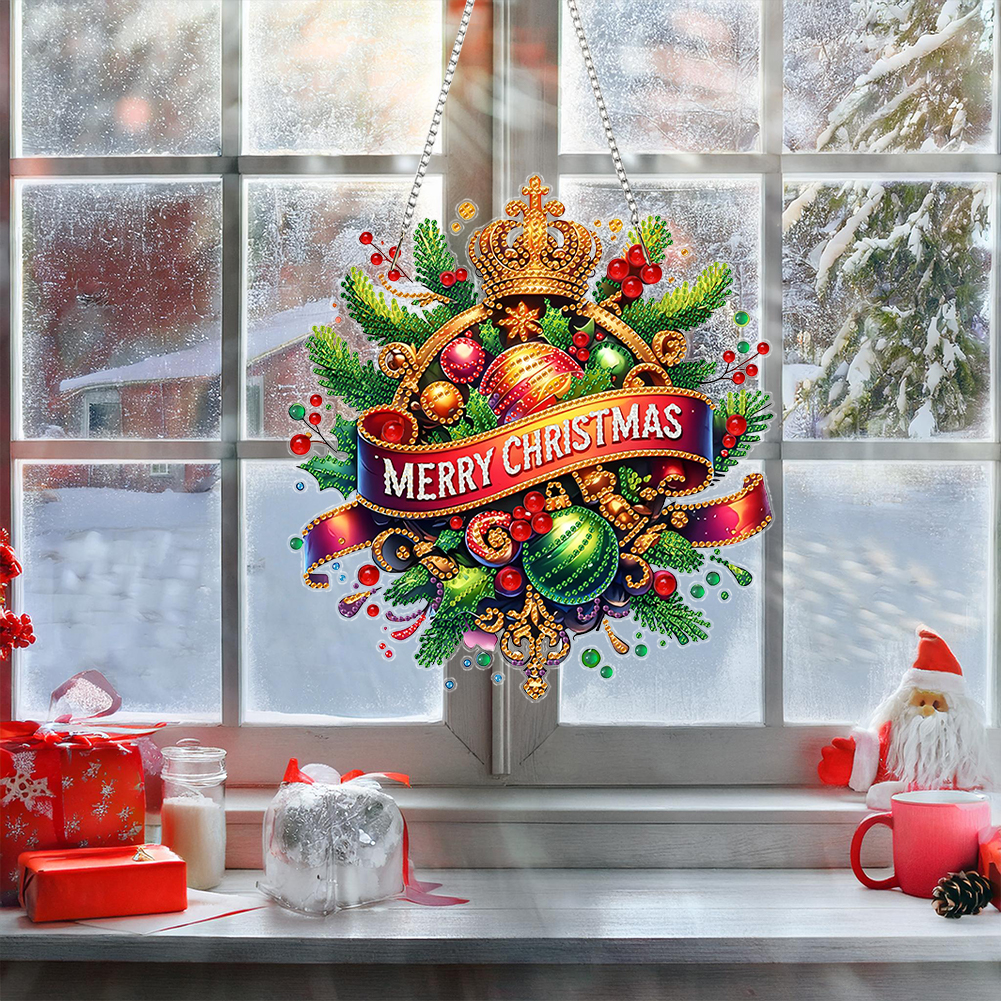 Resin Art Hanging - Christmas Theme Colored Ball 2D Flat