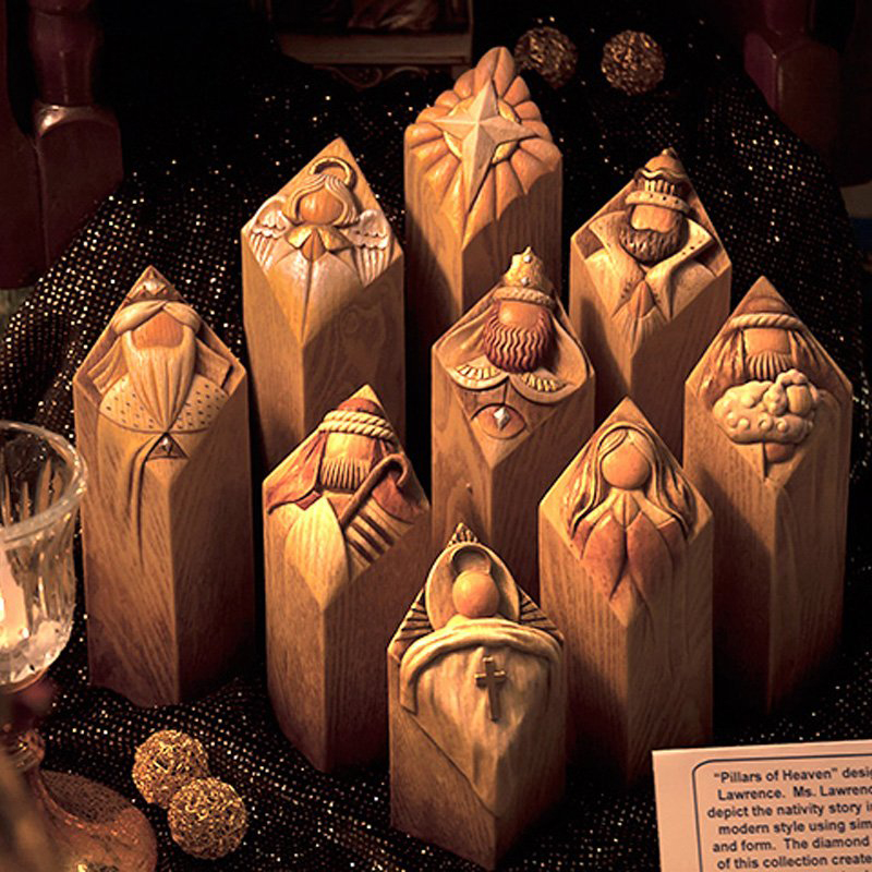 Resin Art With Wood - Heaven Nativity Tree Pillar Statue Resin