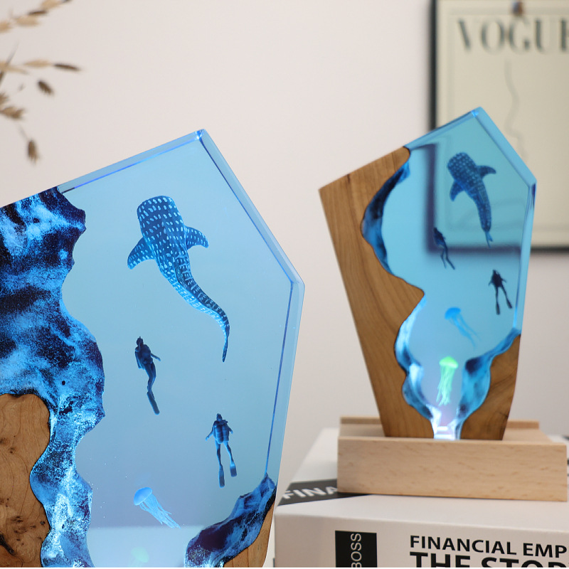 Resin Cave Whale Diver Desktop - Resin Art For Anniversary Gift 리뷰 및 가격
