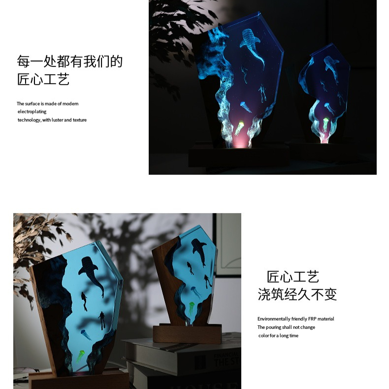 Resin Cave Whale Diver Desktop - Resin Art For Anniversary Gift 리뷰 및 가격