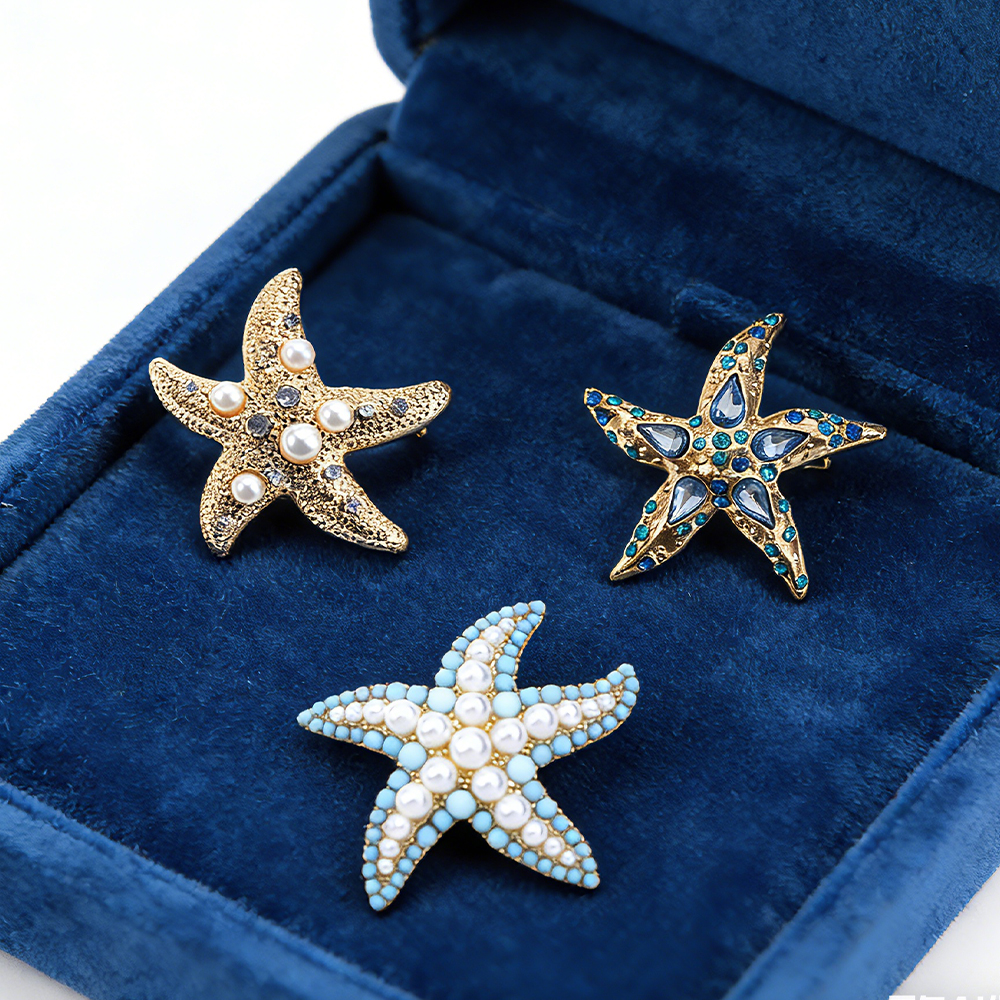 Bohemian Starfish Brooch Pins  - Resin Art Beach Theme 리뷰 및 가격