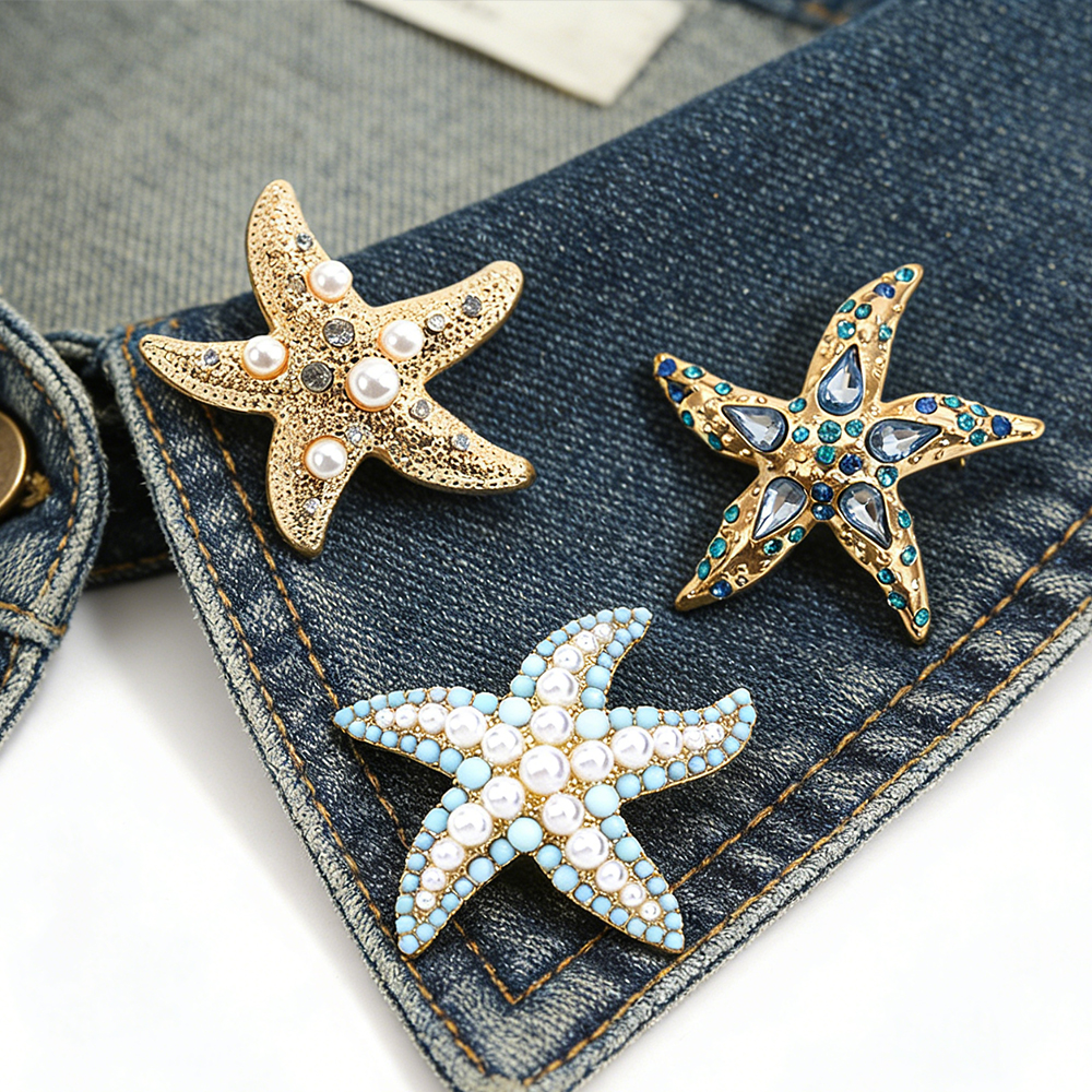 Bohemian Starfish Brooch Pins  - Resin Art Beach Theme 리뷰 및 가격