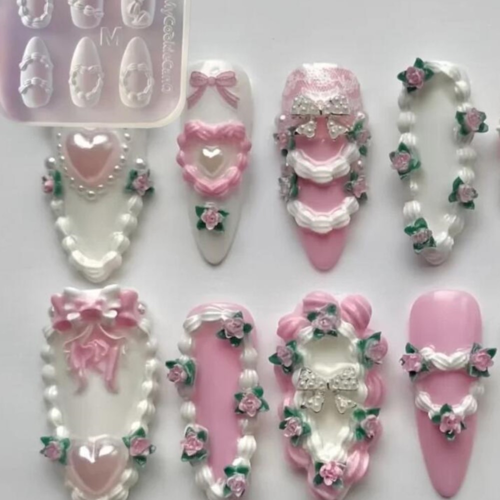 1pc 3D French Cream Nail Art S - Resin Art Templates Free 리뷰 및 가격