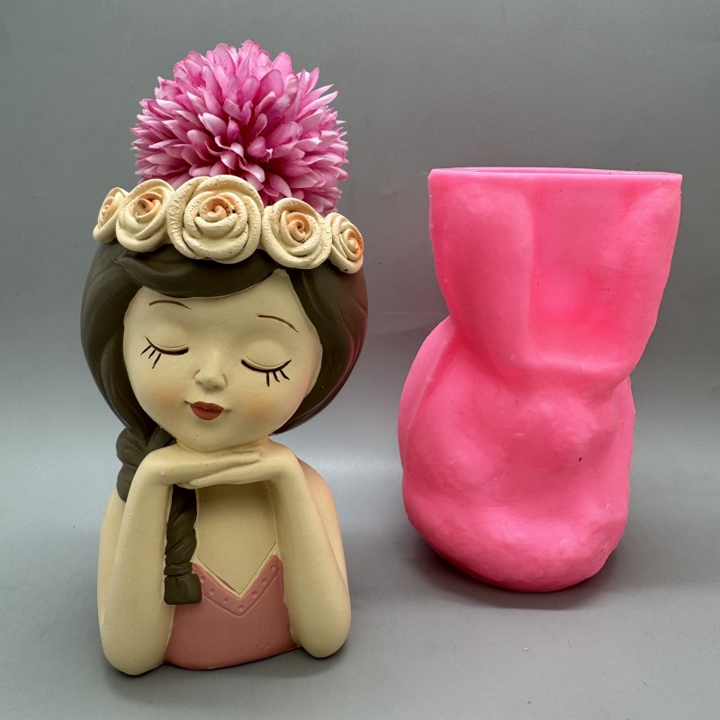 Cute girl flower pot silicone  - Resin Art Furniture 리뷰 및 가격
