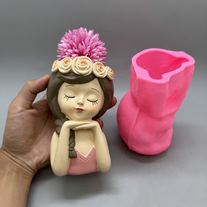 Cute girl flower pot silicone  - Resin Art Furniture 리뷰 및 가격