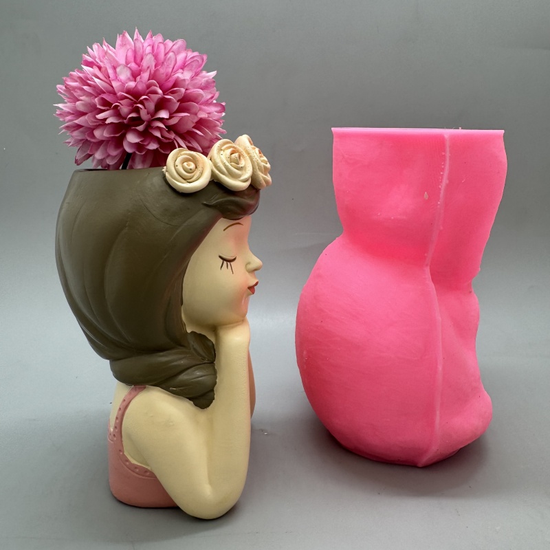 Cute girl flower pot silicone  - Resin Art Furniture 리뷰 및 가격