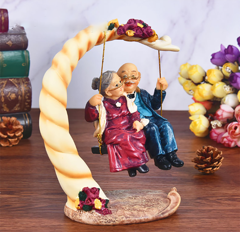 Chinese Swing Old Couples Resi - Resin Art For Anniversary Gift 리뷰 및 가격