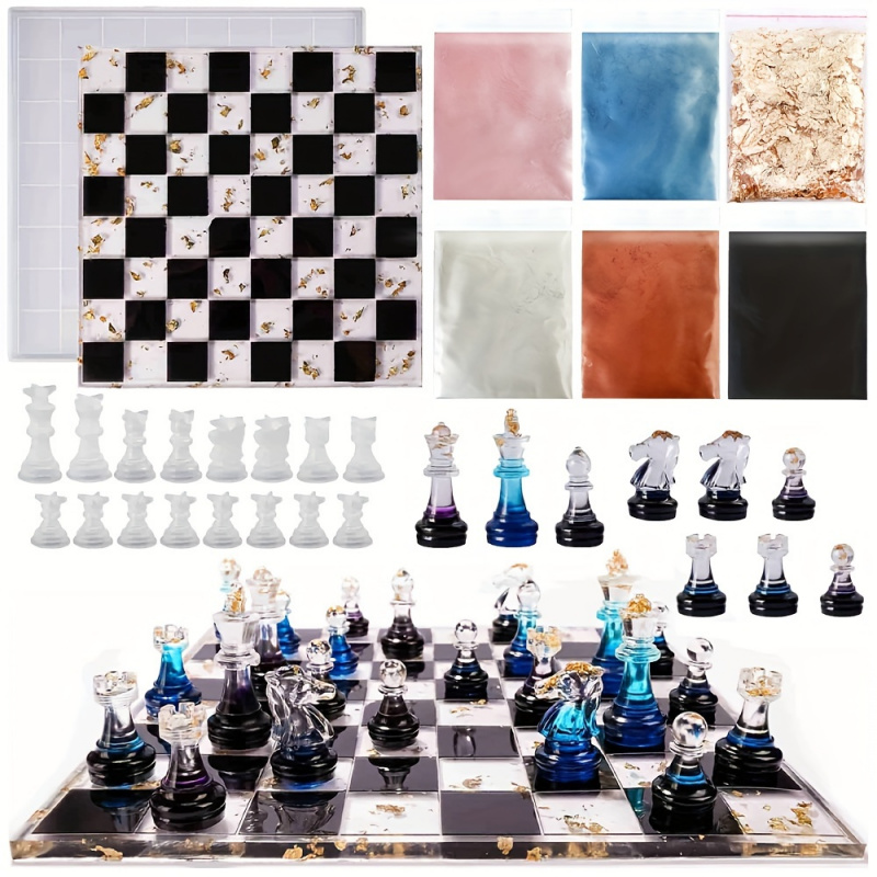 23pcs Chess Set with Silicone  - Resin Art Table 리뷰 및 가격