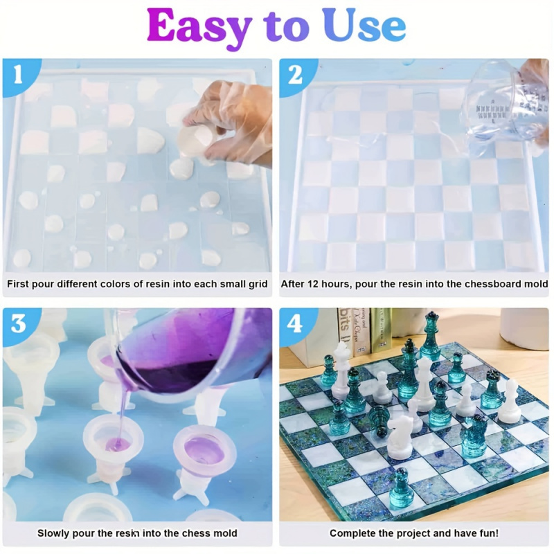 23pcs Chess Set with Silicone  - Resin Art Table 리뷰 및 가격