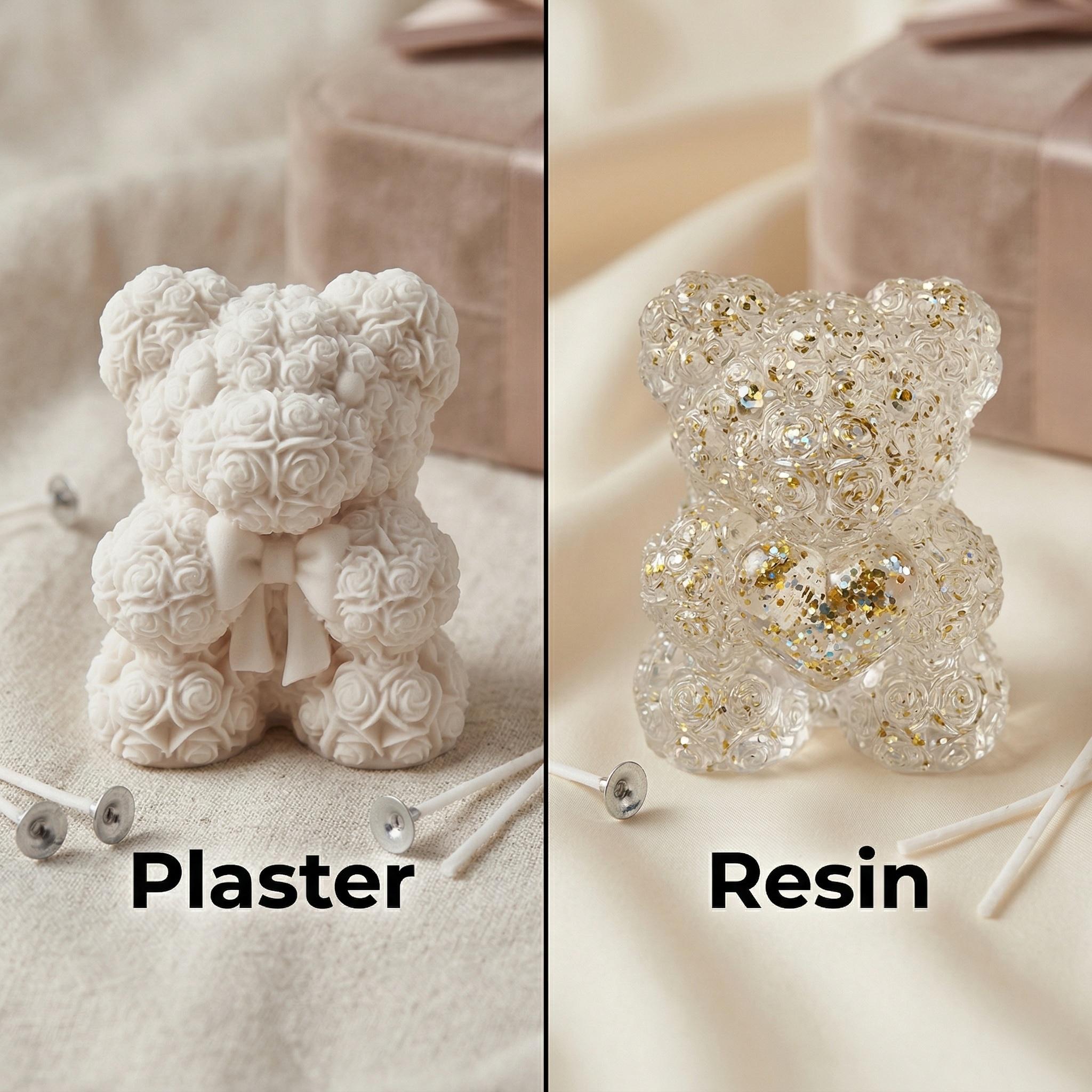 1/2pcs 3D Heart Bow Rose Bear  - Resin Art Rose 리뷰 및 가격