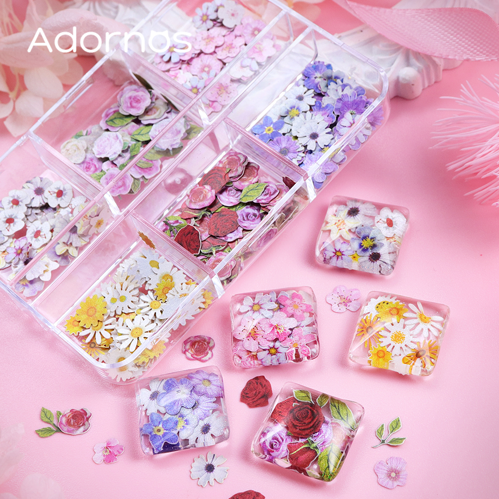 6 Grids Flowers Wood Pulp Chip - Resin Art Rose 리뷰 및 가격