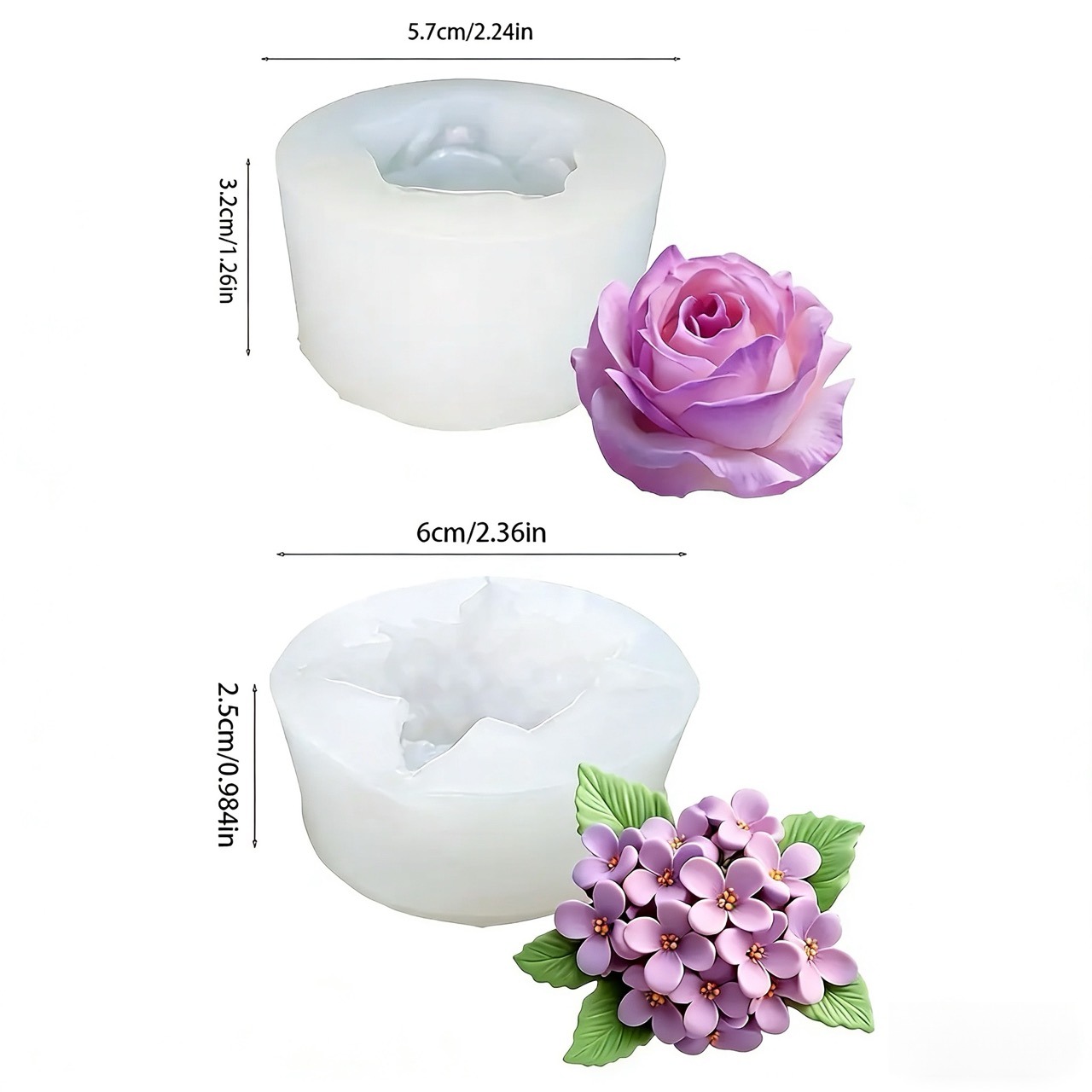 2-Piece 3D Rose and Lilac Sili - Resin Art Rose 리뷰 및 가격