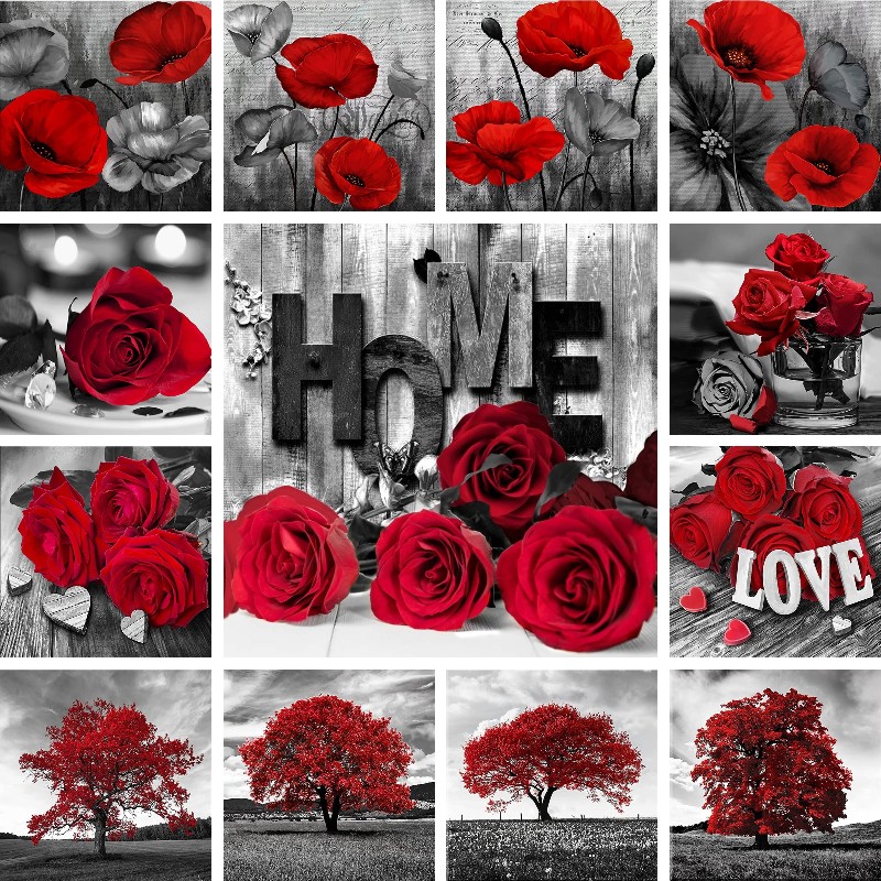 Mosaic Diamond Red Black Art L - Resin Art Rose 리뷰 및 가격
